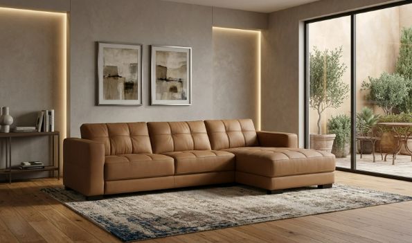 Adeline Sectional Sofa (Saddle Brown)